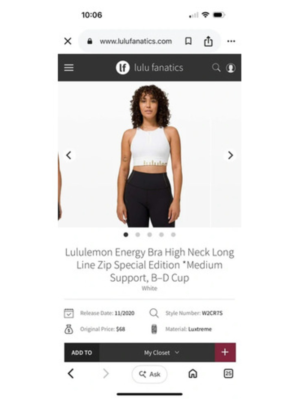 Lululemon energy bra size 4 - Picture 4 of 4